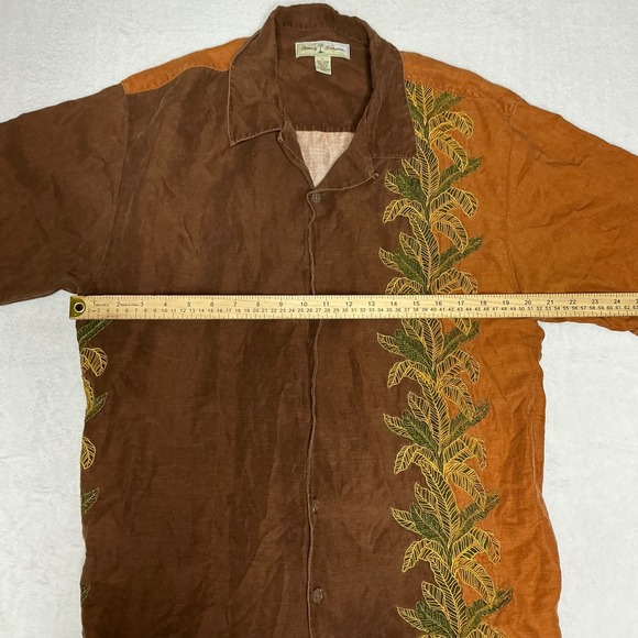 Tommy Bahama Mens Linen Silk Short Sleeve Button Up Shirt Palm Tree Print L - Picture 4 of 6
